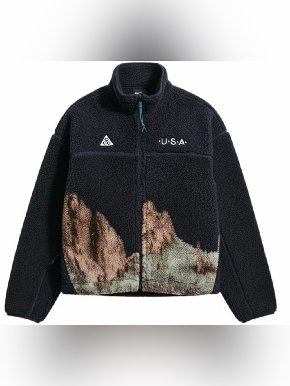 Nike ACG Team USA Fleece Full-Zip Jacket - Black with Landscape Print